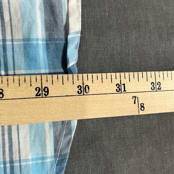 Wrangler Outdoor Shirt Mens Large Blue Plaid Snap Front Outdoors Pockets Work - Picture 8 of 9